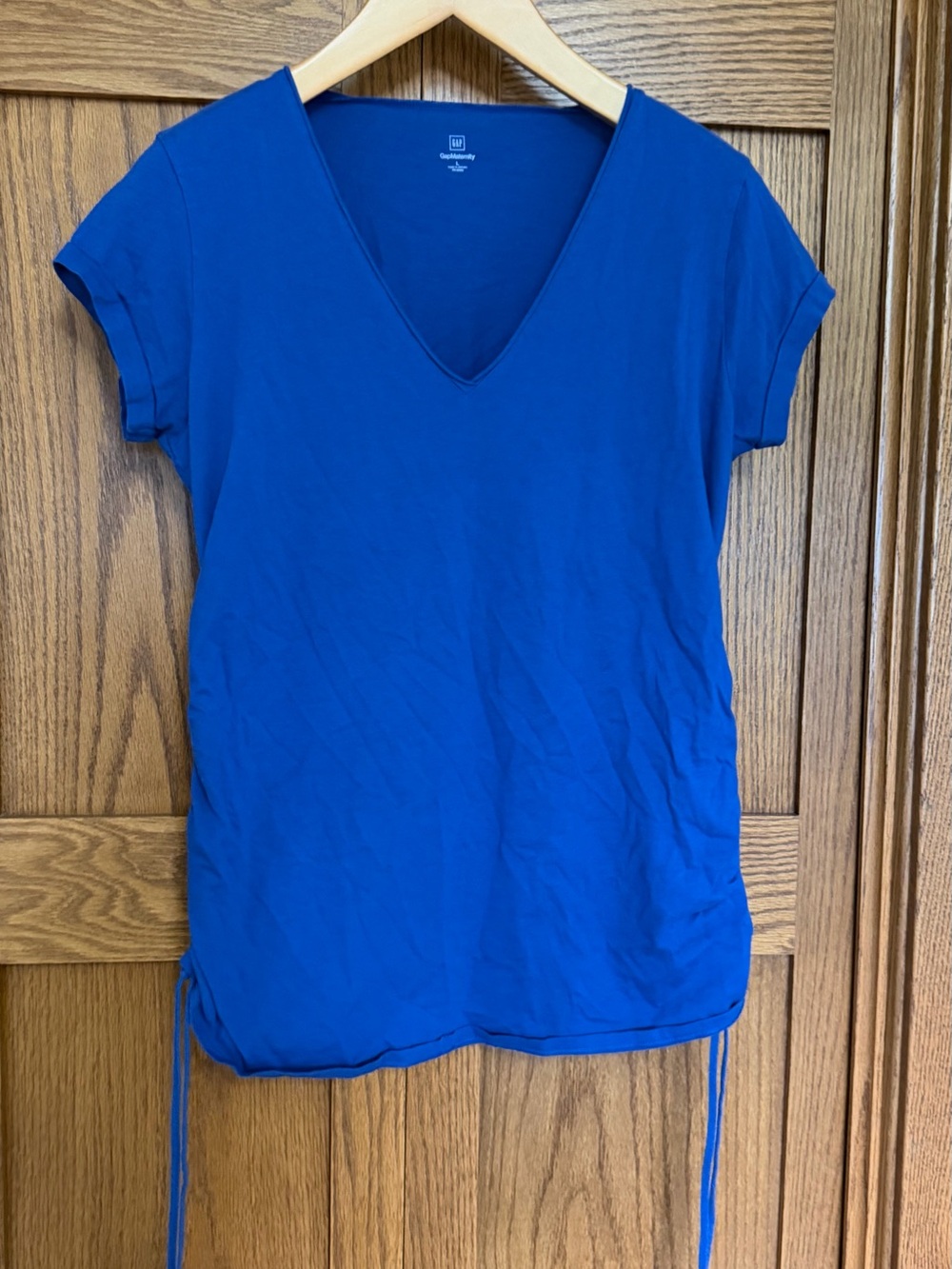 GAP Maternity Royal Blue V-Neck Short Sleeve Tee with Side Ties